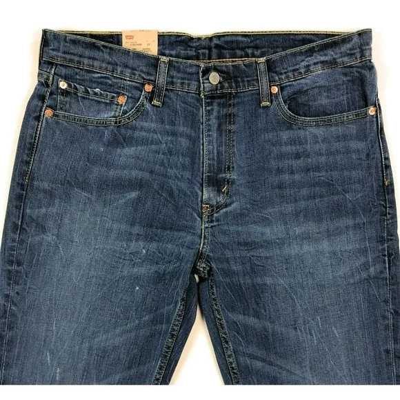 Levis 511 Slim Fit Tapered Leg Mens 36x34 Blue Jeans Distressed Denim Red Tab - Picture 3 of 12